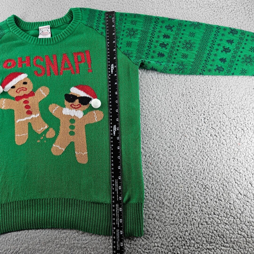 Ugly Christmas Sweater Womens XXL Green Fair Isle Gingerbread Man Oh Snap - Picture 11 of 16